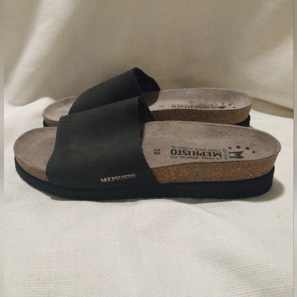 Mephisto Black Nubuck Leather Hanik Leather Sandals NWOB